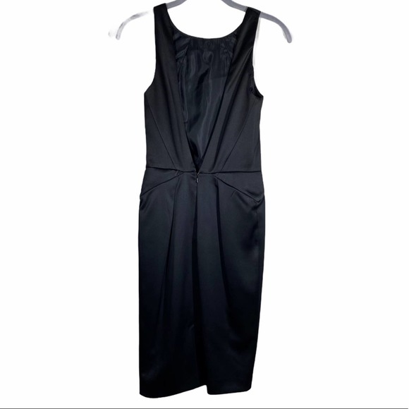 Topshop Dress Origami Satin Little Black Dress Open Back Sleeveless LBD Womens 2 - Picture 4 of 9